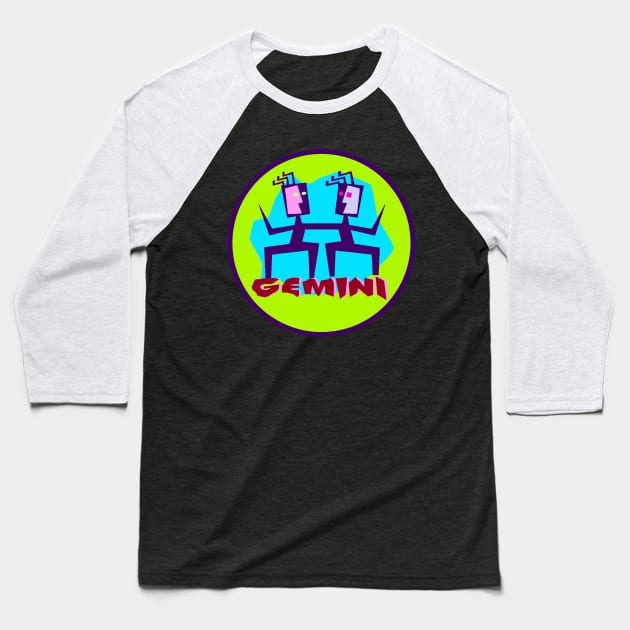 Gemini Zodiac Sign Baseball T-Shirt by hasfocus